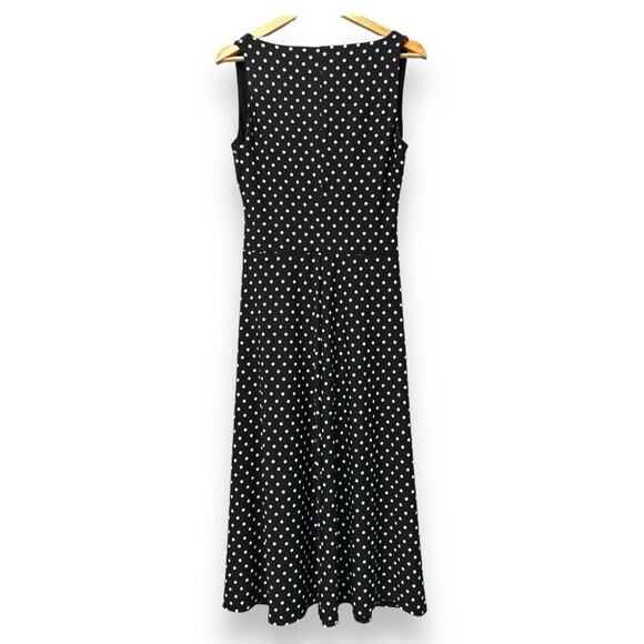 Ralph Lauren Black Y2K Retro Vibe Chic Polka Dot Stretch Knit Maxi Dress Sz 10 - Picture 3 of 16